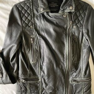 Allsaints leather cargo biker jacket, Size 4